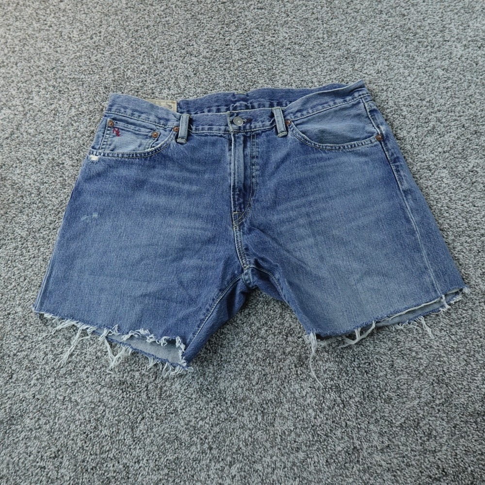 Polo Ralph Lauren Shorts Mens 34 Dark Blue Denim Cut Off Jean Jorts Hampton Fray